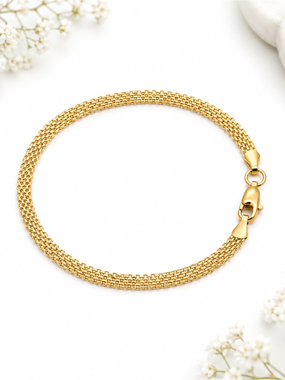 14k Yellow Gold 7.25” Bismark Chain Bracelet NEW